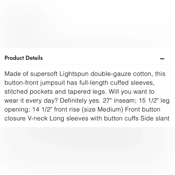 🐌NWT🐌Madewell Lightspun Stitched-Pocket Coverall Jumpsuit - Picture 7 of 7